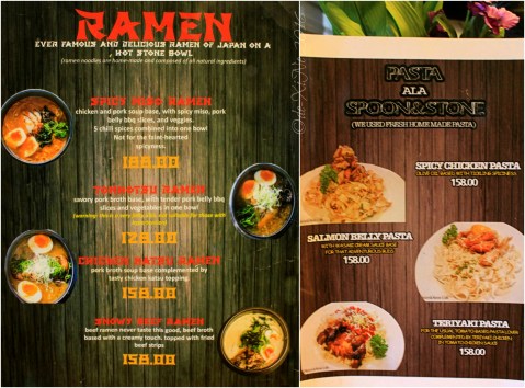 2016-08-10 Baguio Spoon and Stone Cafe and Restaurant ramen and pasta menus