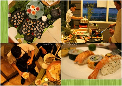 Baguio Shoriken Buffet and Ramen Mines View Restaurant searing sushi with a blowtorch