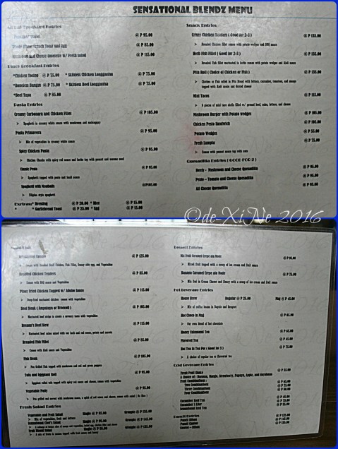 Baguio Sensational Blendz menu