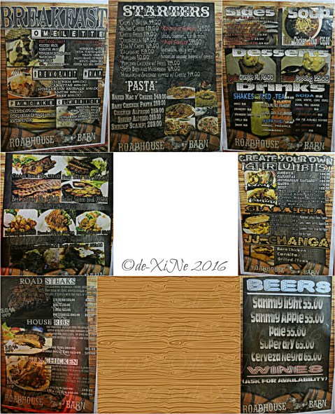 Baguio Roadhouse Barn menu