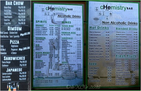 Baguio Chemistry Bar menu at Newtown Plaza Hotel 