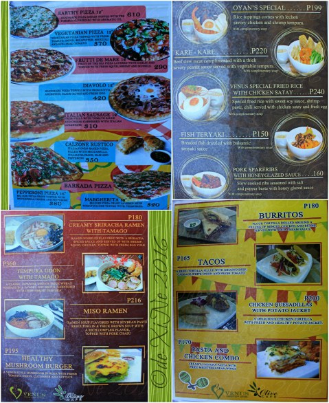 Baguio Olive Cafe at Venus Parkview Hotel appended menu