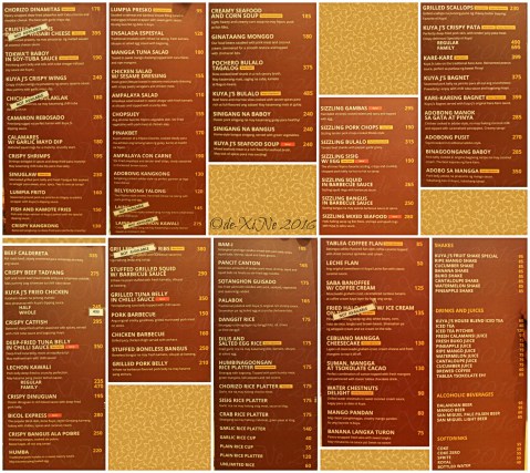 Baguio Kuya J Restaurant menu