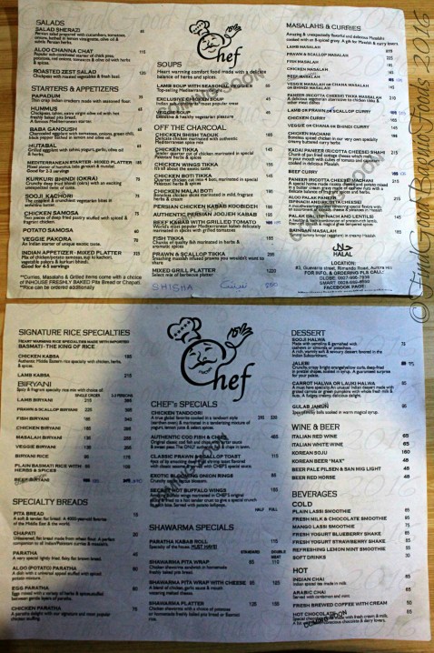 Baguio Chef Restaurant (Middle Eastern Cuisine) updated menu