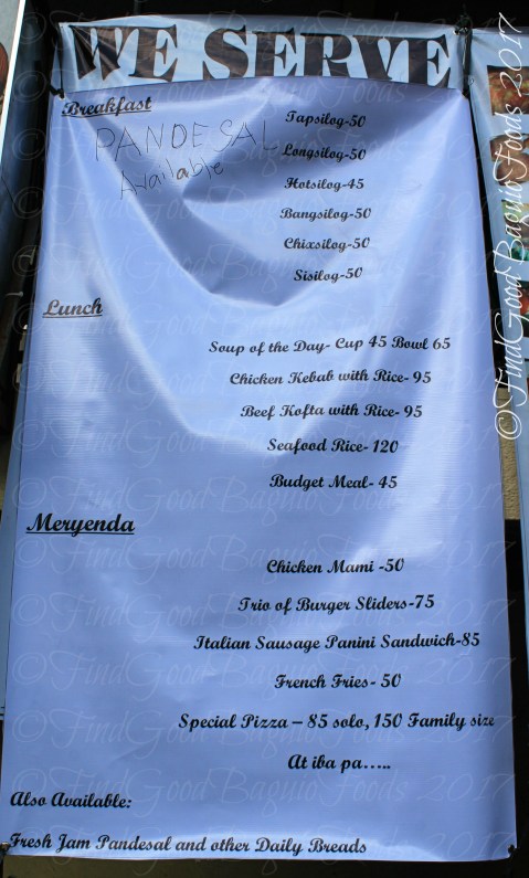 Baguio Chef Didier's Cafe menu