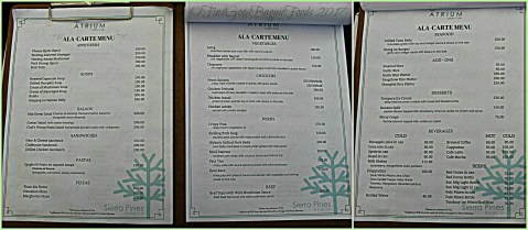 Baguio The Atrium Restaurant at Grand Sierra Pines Hotel 2017 Baguio The Atrium Restaurant at Grand Sierra Pines Hotel 2017 menu
