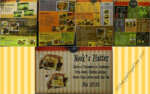 Baguio The Nook at Le Fern Hotel II menu 2017