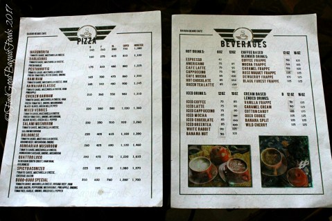 Baguio Beans Cafe menu 2017