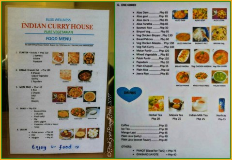 Baguio Bliss Wellness Indian Curry House menu 2017
