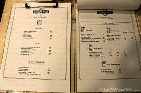 Baguio Crossroad Puzzle Interactive Lounge menu 2017