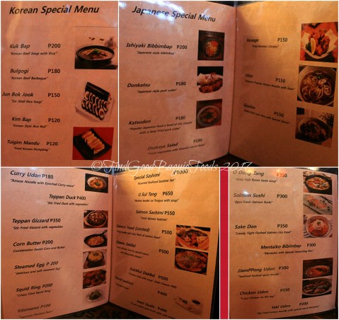 Baguio Osakaya Korean & Japanese Restaurant menu 2017