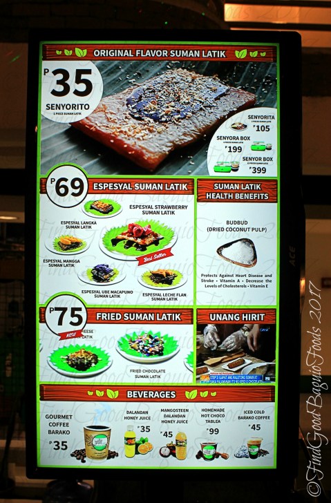 Baguio Senyor Juan Suman Latik menu 2017