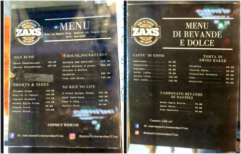 Baguio Zax's House of Chicken and Waffles menu 2017