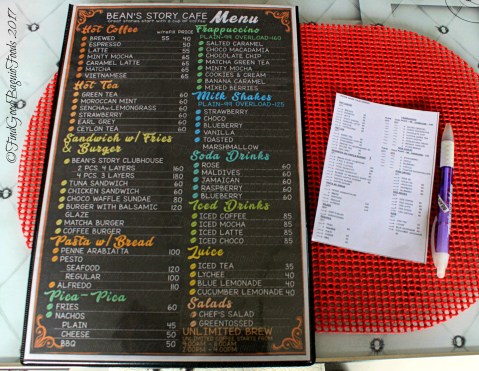 La Trinidad metro Baguio Bean's Story Cafe menu 2017