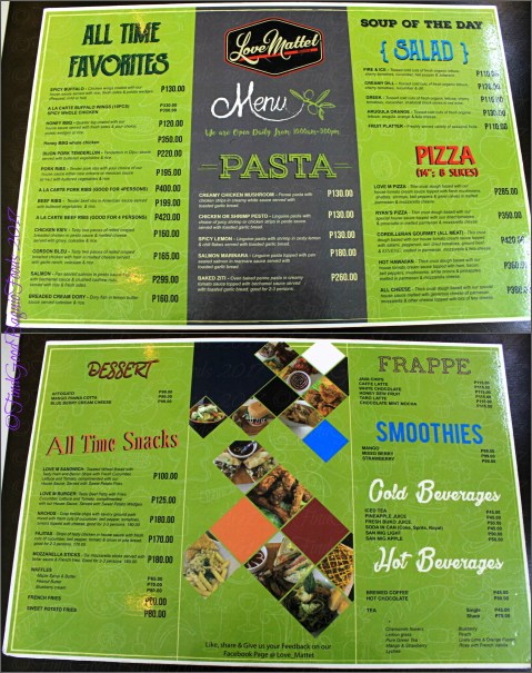 La Trinidad metro Baguio Love Mattet menu 2017