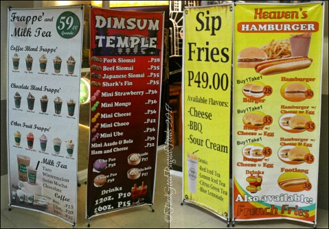  Baguio Frappe and Milk Tea, Dimsum Temple, Sip Fries, Heaven's Hamburger menus 2017