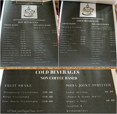Baguio Perryn's Patisserie & Cafe menu 2017