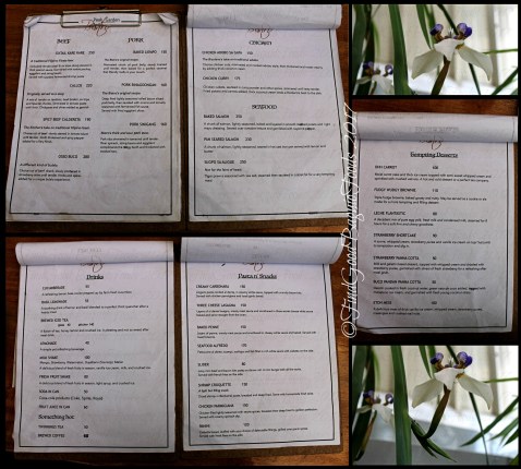 Baguio Peak Garden Bistro menu 2017