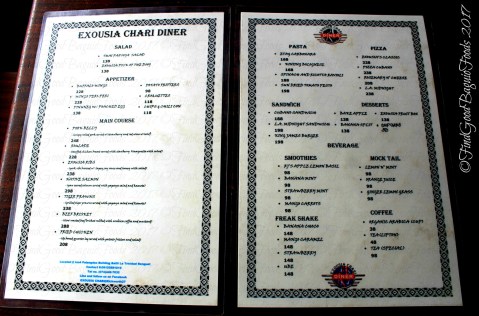 La Trinidad metro Baguio Exousia Chari Diner menu 2017