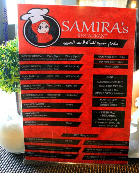 Baguio Samira's Restaurant menu 2017