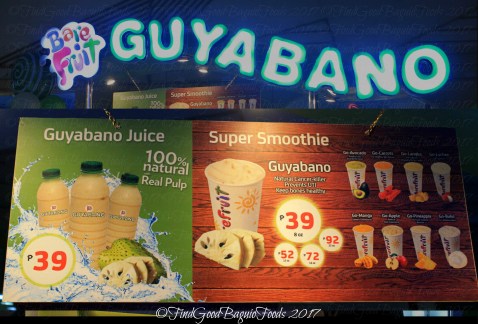Baguio Barefruit Guyabano menu 2017