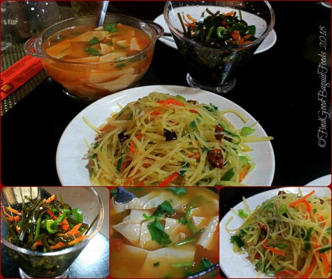 Baguio Zhong Guo Si Chuan Restaurant tomato stewed bean skin, seaweed salad, marinated potatoes 2018