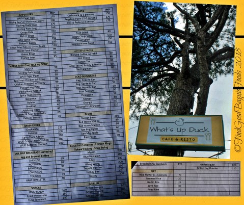 Baguio What's Up Duck menu 2018