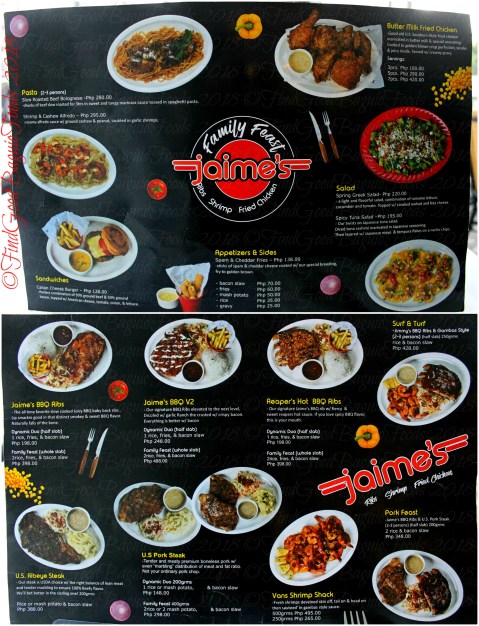 Baguio Jaime's Family Feast menu 2018