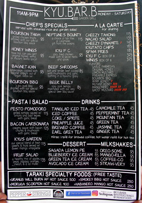 Baguio Kyu.Bar.B Garden Grill 2018 Baguio Kyu.Bar.B Garden Grill 2018 menu