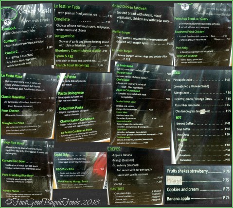 La Trinidad metro Baguio Le Festin Bistro menu 2018