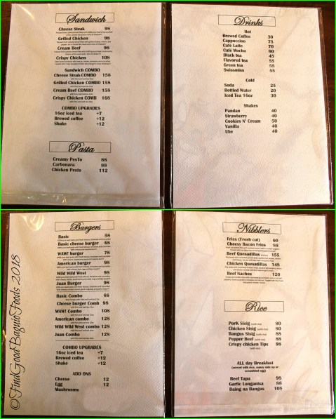 Baguio Pre-tea Belle's Cafe and Restaurant 2018 menu