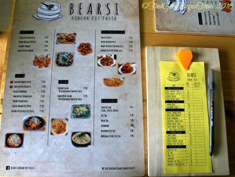 Baguio Bearsi Korean Pot Pasta menu 2018