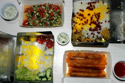 Baguio Amohosein Iranian Food and Beverages shirazi salad, spring roll, tika with rice, chicken bar berry with rice 2018