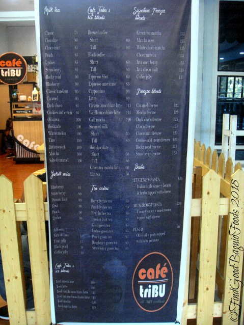 Baguio Cafe Tribu 2018 menu