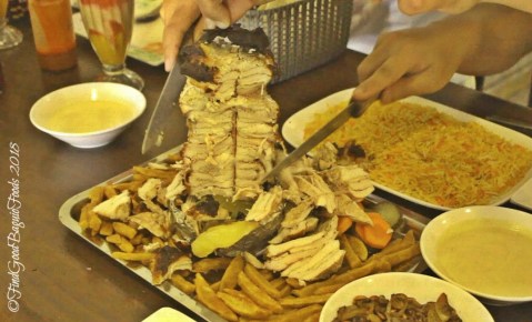 Baguio Elshabab Restaurant (Araby Restaurant) cross section of chicken shawarma stack 2018