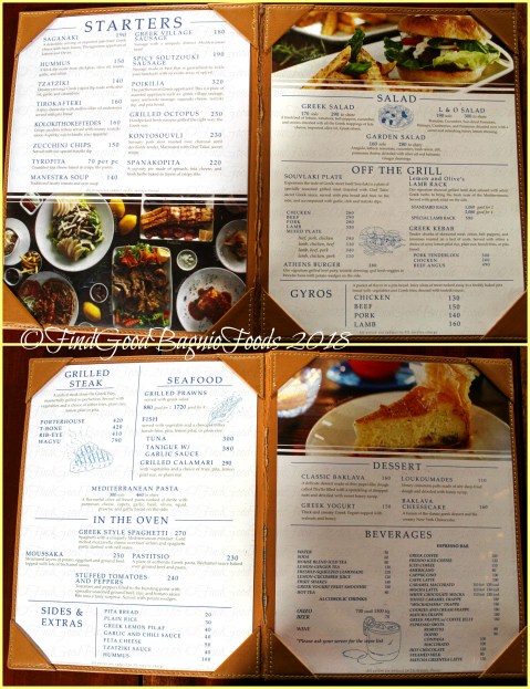 Baguio Lemon and Olives Greek Taverna 2018 menu