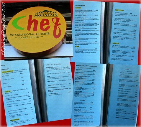 La Trinidad metro Baguio Mountain Chef International Cuisine and Cake House menu 2018