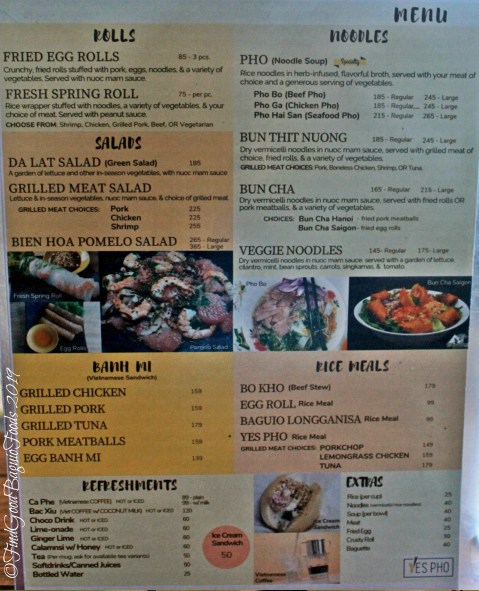 Baguio Yes Pho 2019 Baguio Yes Pho menu 2019