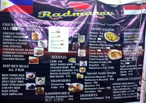 Baguio Radmanov Filipino-Arabian Food menu 2019