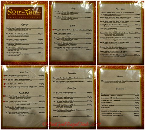 Baguio Somtam Thai Restaurant 2019 menu