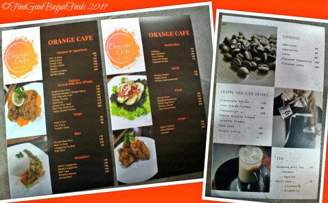 Baguio Orange Cafe 2019 menu
