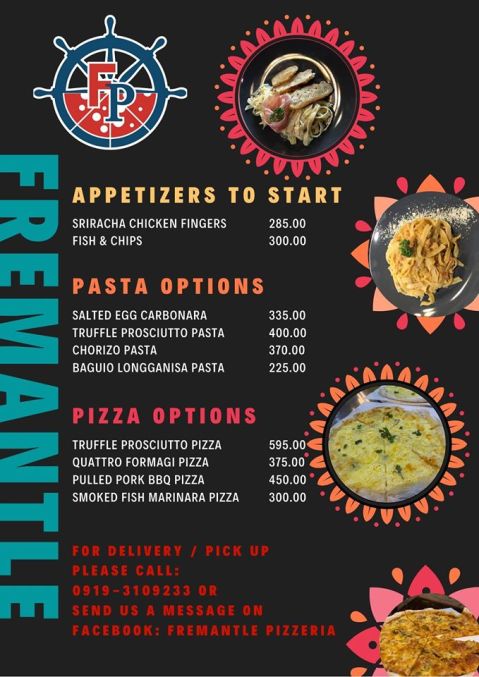 Baguio Fremantle Pizzeria 2020 menu