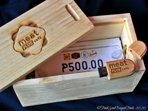 Baguio Meat Plus Cafe 2020 Baguio Meat Plus Cafe 2020 parting gift - Meat Plus wooden box, USB and GCs