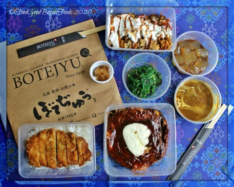 Baguio Botejyu 2020 Grilled char siu pork and cheese omusoba, kobe warabimochi, wakame salad, pork belly okosoba, and tender pork tonkatsu cutlet curry rice