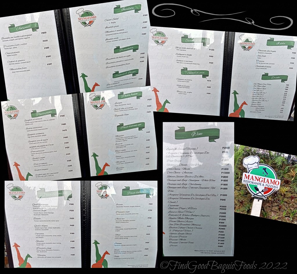 Baguio Mangiamo Ristorante & Pizzeria at Giraffe Boutique Hotel 2022 Baguio Mangiamo Ristorante & Pizzeria at Giraffe Boutique Hotel menu 2022
